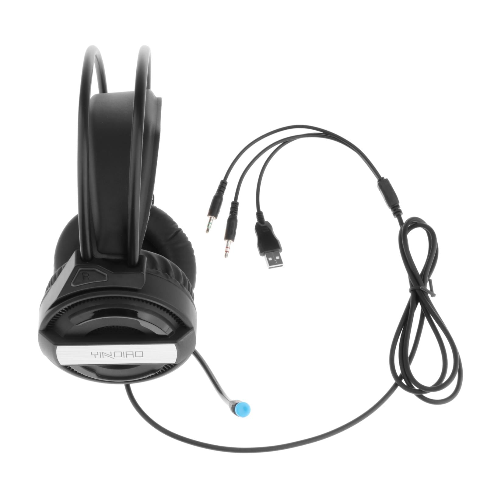 Professional Over Ear Gaming Headset Headphones Double 3.5mm Interface Black