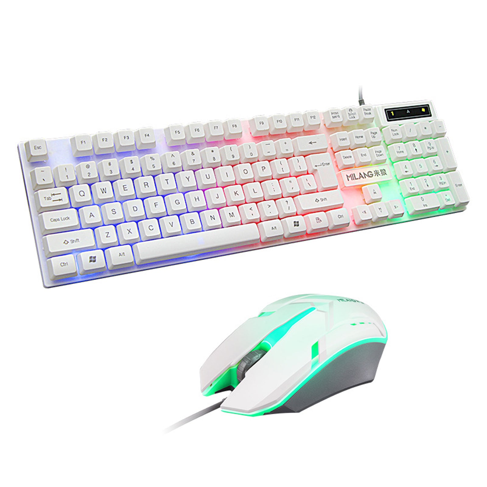 RGB Backlit Mechanical Gaming Keyboard 104 Keys USB  White Keyboard mouse