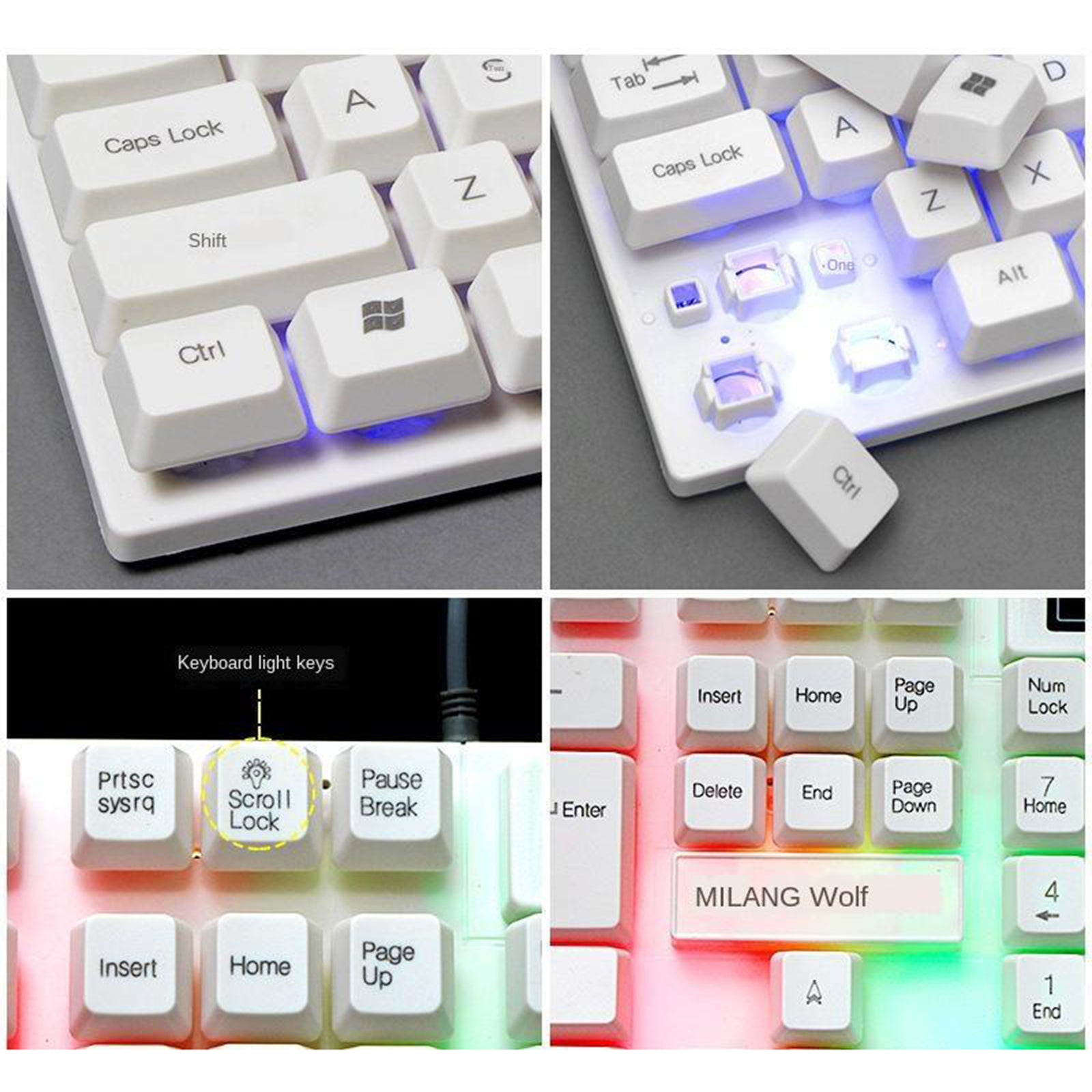 RGB Backlit Mechanical Gaming Keyboard 104 Keys USB  White Keyboard mouse