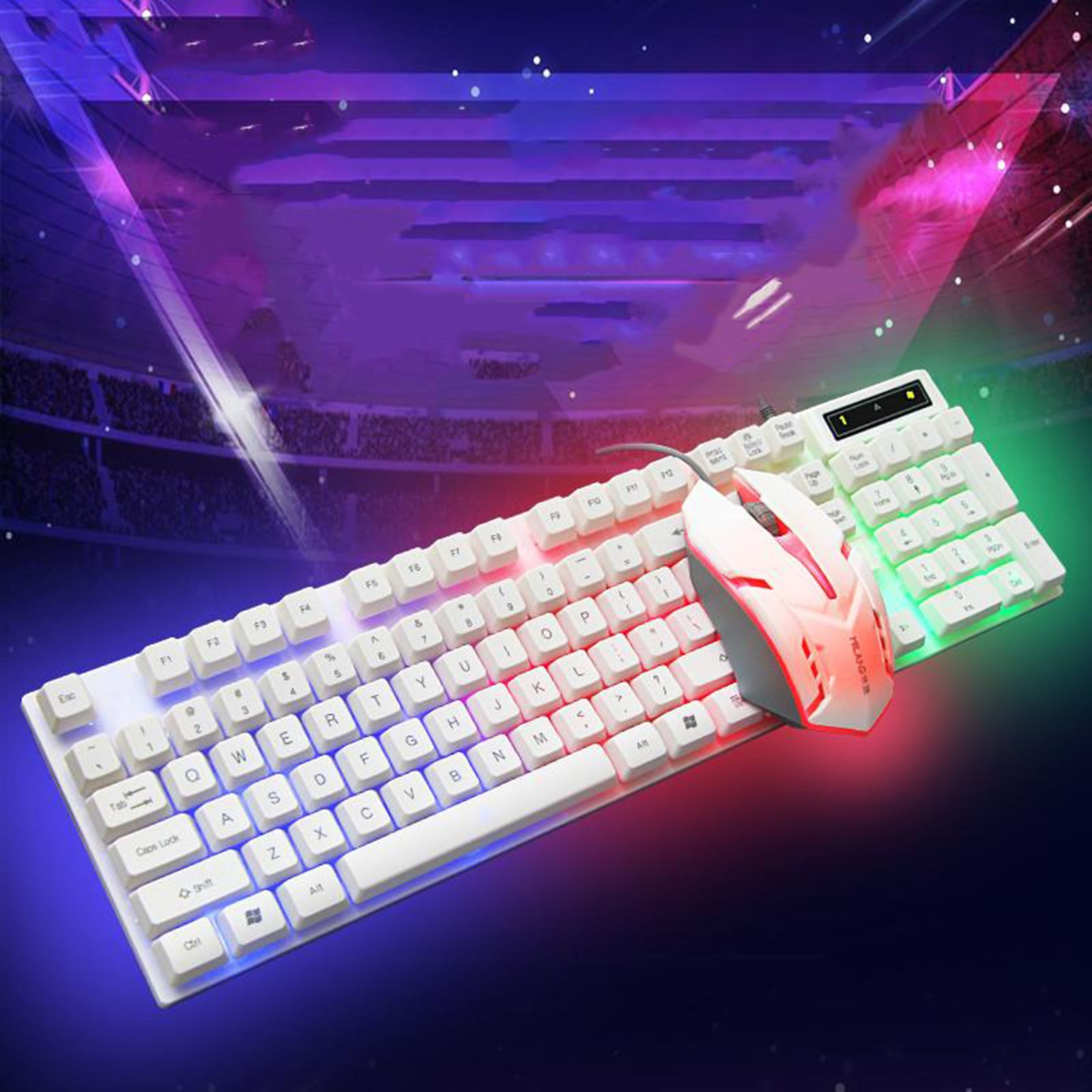 RGB Backlit Mechanical Gaming Keyboard 104 Keys USB  White Keyboard mouse