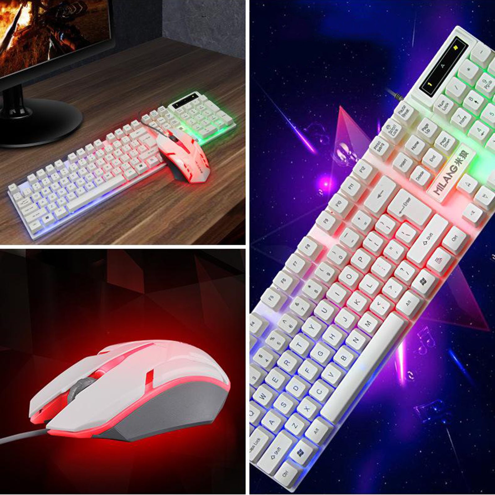 RGB Backlit Mechanical Gaming Keyboard 104 Keys USB  Black  Keyboard mouse