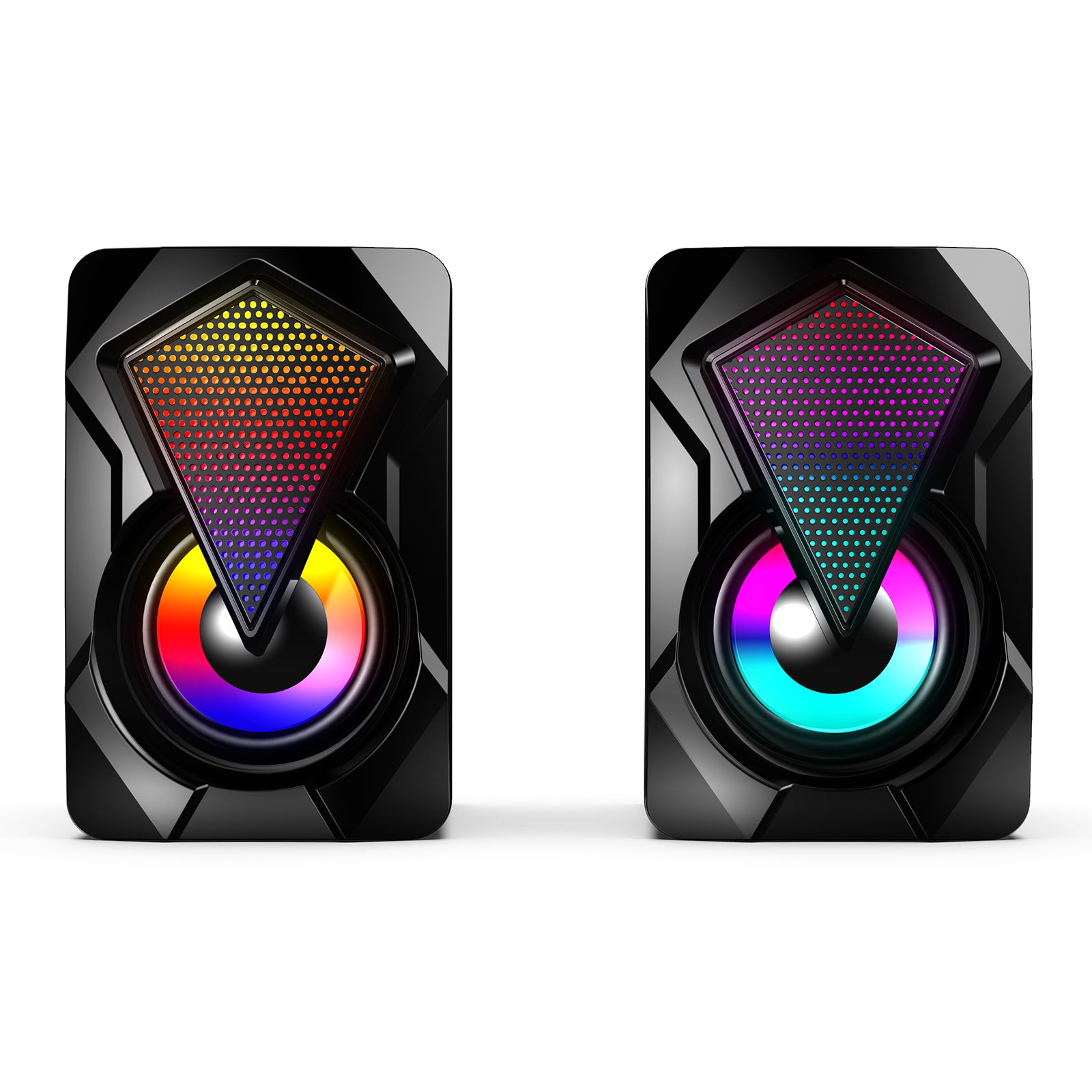 Computer Speakers 2* 3W Gaming PC Loud Speaker RGB with Enhanced Stereo Bass