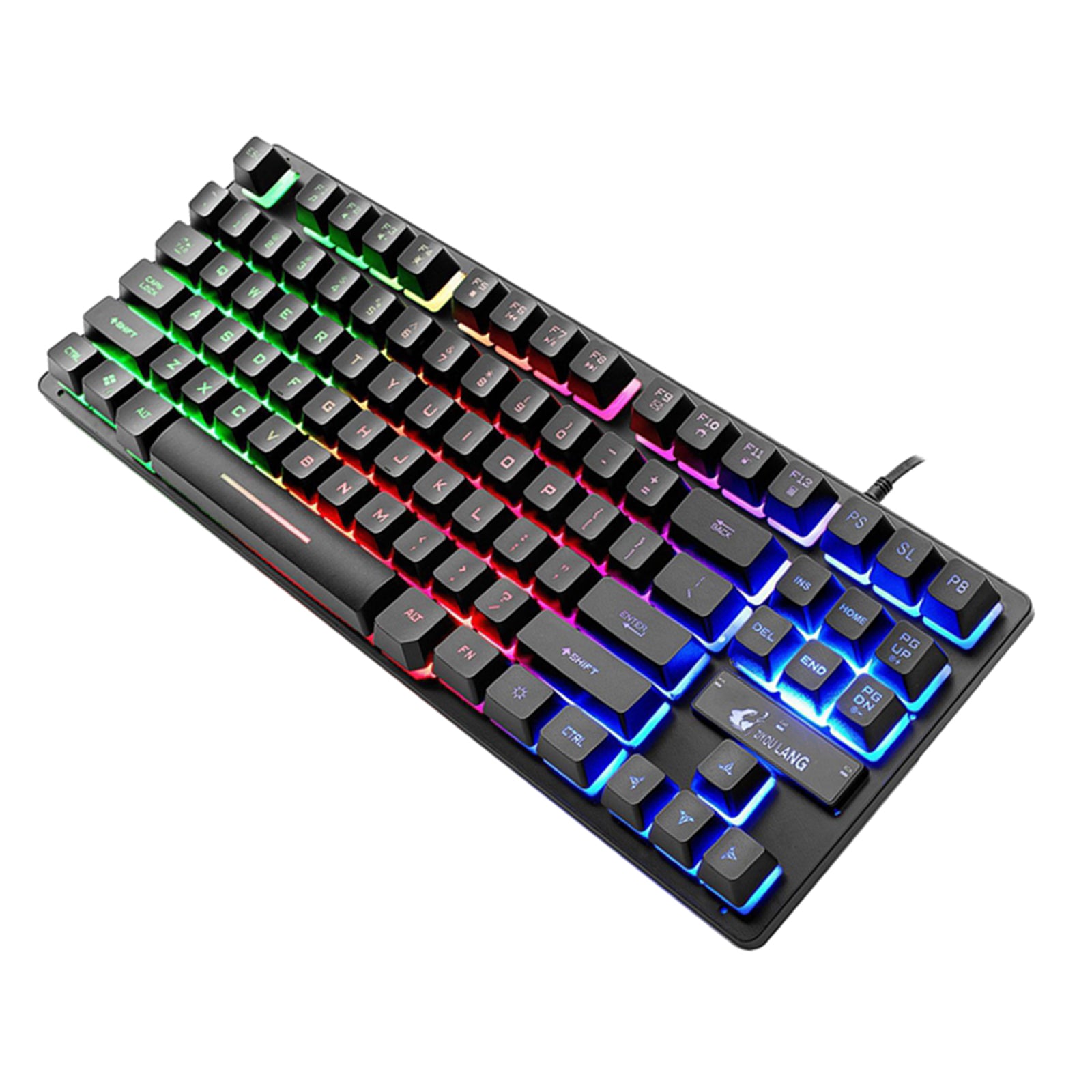 K16 87-Key USB Wired Gaming Keyboard Rainbow Backlight Keypads For PC Laptop