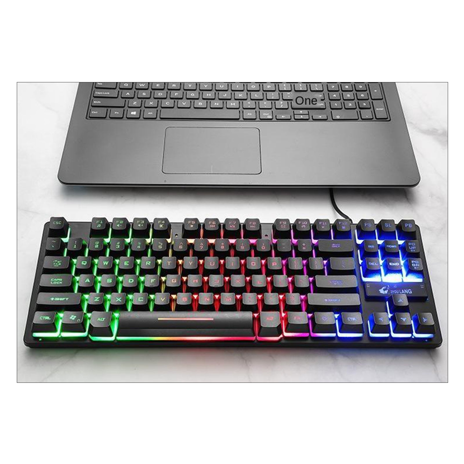 K16 87-Key USB Wired Gaming Keyboard Rainbow Backlight Keypads For PC Laptop