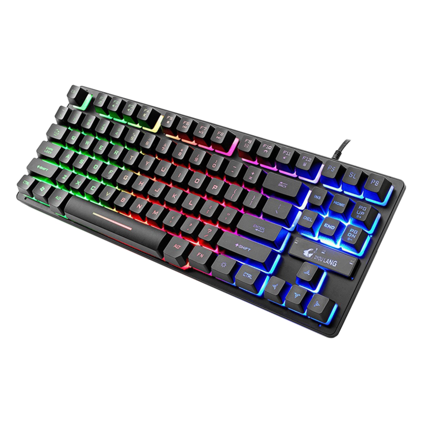 K16 87-Key USB Wired Gaming Keyboard Rainbow Backlight Keypads For PC Laptop