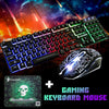 T6 Rainbow LED USB Wired Gaming Keyboard & Mouse Pad Set for PC Laptop Black