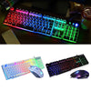 T6 Rainbow LED USB Wired Gaming Keyboard & Mouse Pad Set for PC Laptop Black