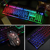 T6 Rainbow LED USB Wired Gaming Keyboard & Mouse Pad Set for PC Laptop Black