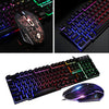 T6 Rainbow LED USB Wired Gaming Keyboard & Mouse Pad Set for PC Laptop Black