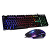 T6 Rainbow LED USB Wired Gaming Keyboard & Mouse Pad Set for PC Laptop Black