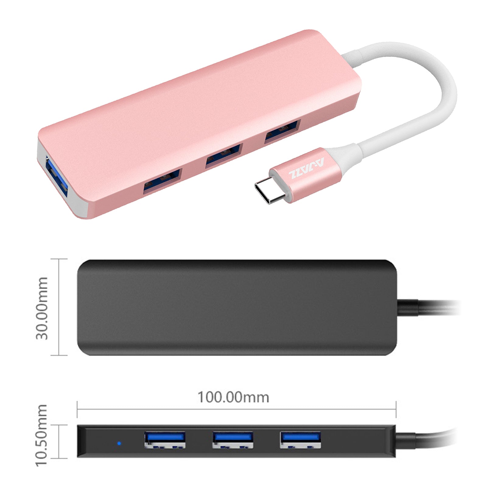 USB C HUB USB 3.0 Hub 4K HDMI Adapter 100W USB-C PD Charger AT101P Pink