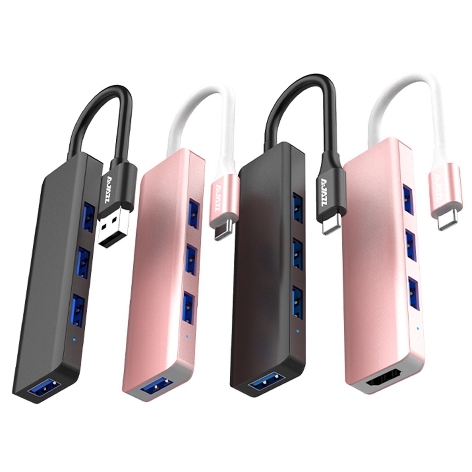 USB C HUB USB 3.0 Hub 4K HDMI Adapter 100W USB-C PD Charger AT101P Pink