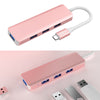 USB C HUB USB 3.0 Hub 4K HDMI Adapter 100W USB-C PD Charger AT101P Pink