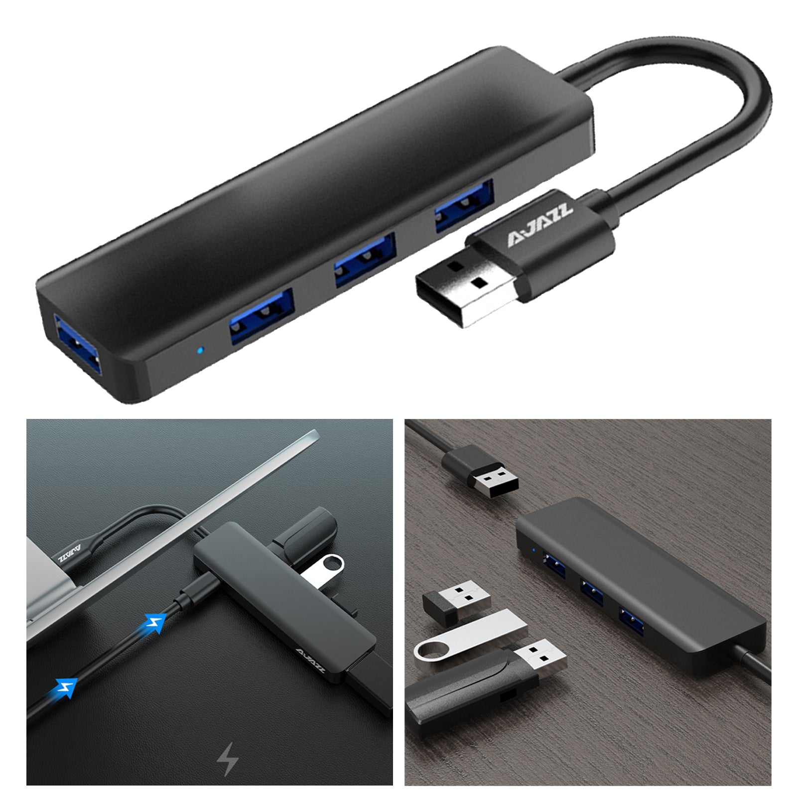 USB C HUB USB 3.0 Hub 4K HDMI Adapter 100W USB-C PD Charger AU101 Black