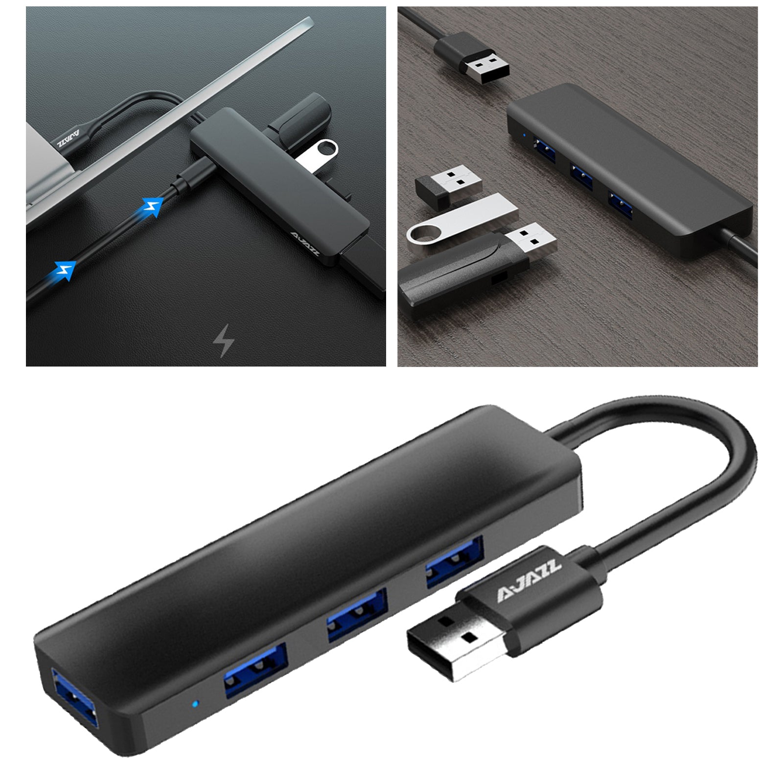 USB C HUB USB 3.0 Hub 4K HDMI Adapter 100W USB-C PD Charger AU101 Black