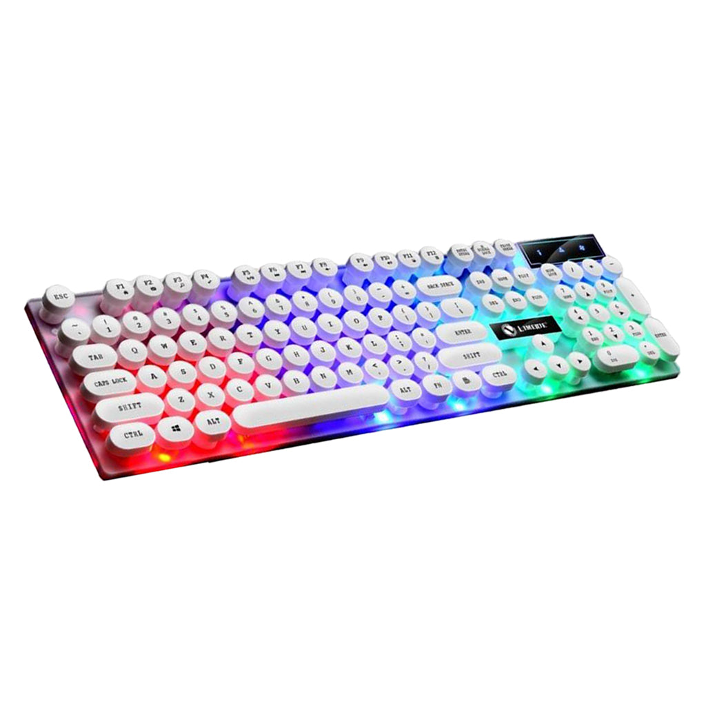 Wired Gaming Keyboard RGB Backlit Multimedia Keys punk   white 2