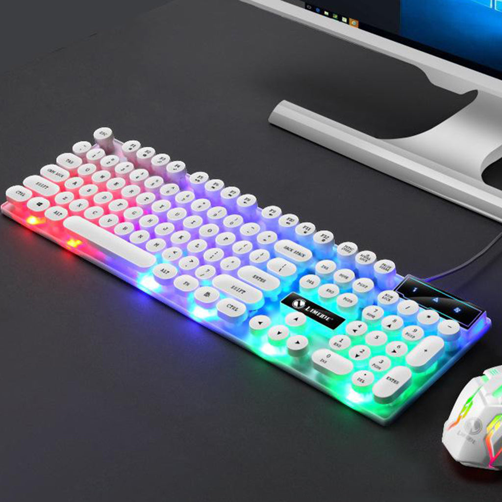 Wired Gaming Keyboard RGB Backlit Multimedia Keys punk   white 2