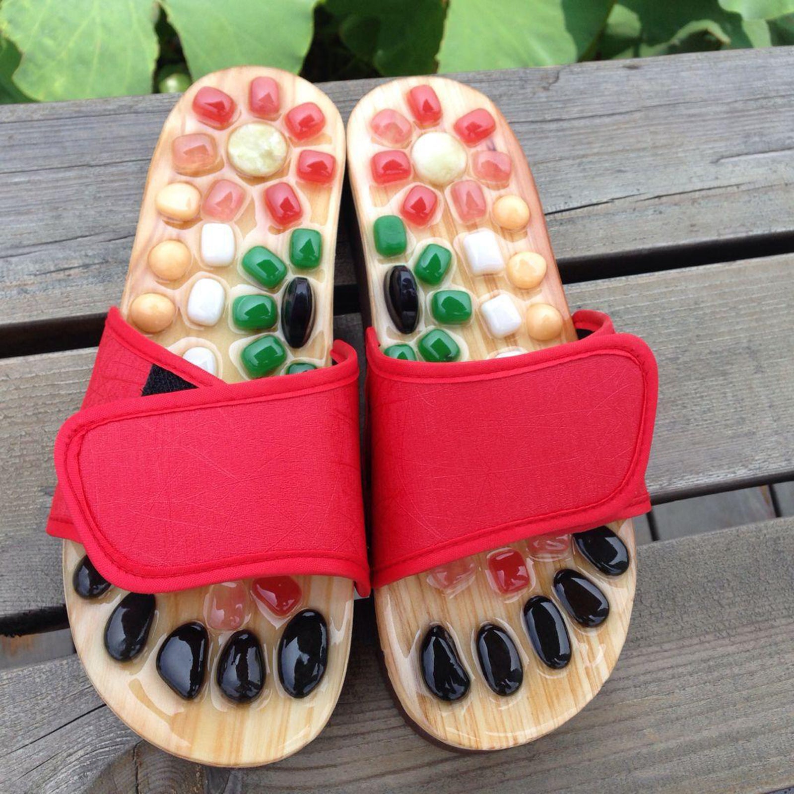 1 Pair Foot Massage Slipper Acupressure Foot Acupuncture Shoes Red 43-44