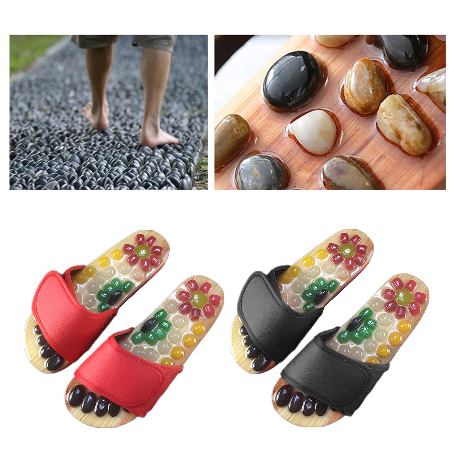 1 Pair Foot Massage Slipper Acupressure Foot Acupuncture Shoes Red 37-38