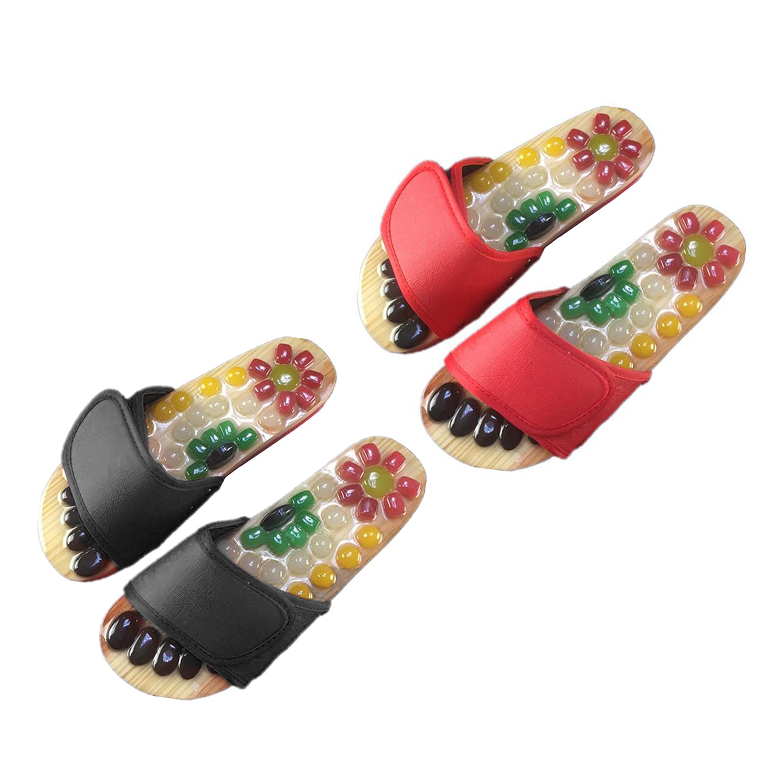 1 Pair Foot Massage Slipper Acupressure Foot Acupuncture Shoes Red 37-38