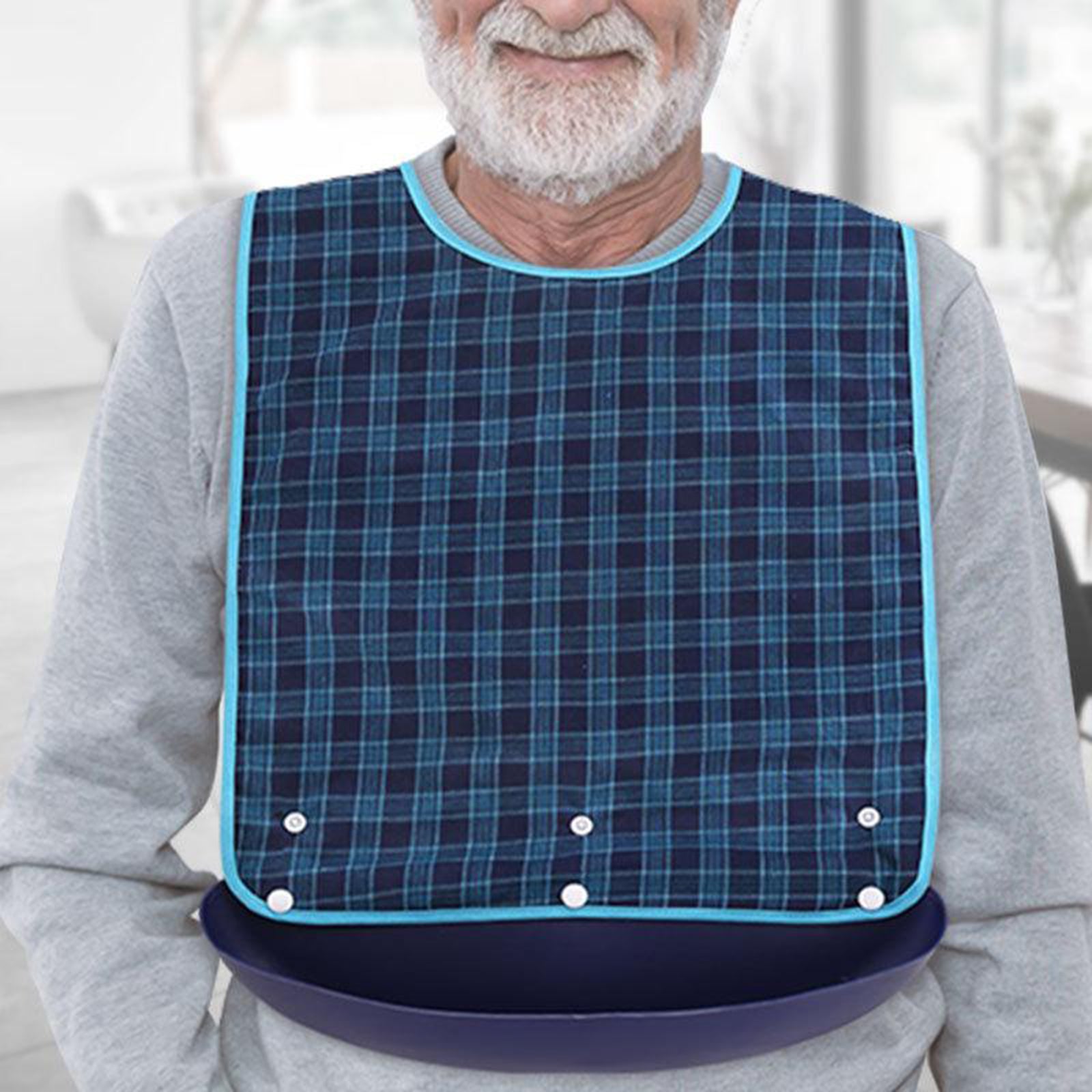 Mealtime Bib Protecor Crumb Catcher Machine Washable for Seniors Patients M