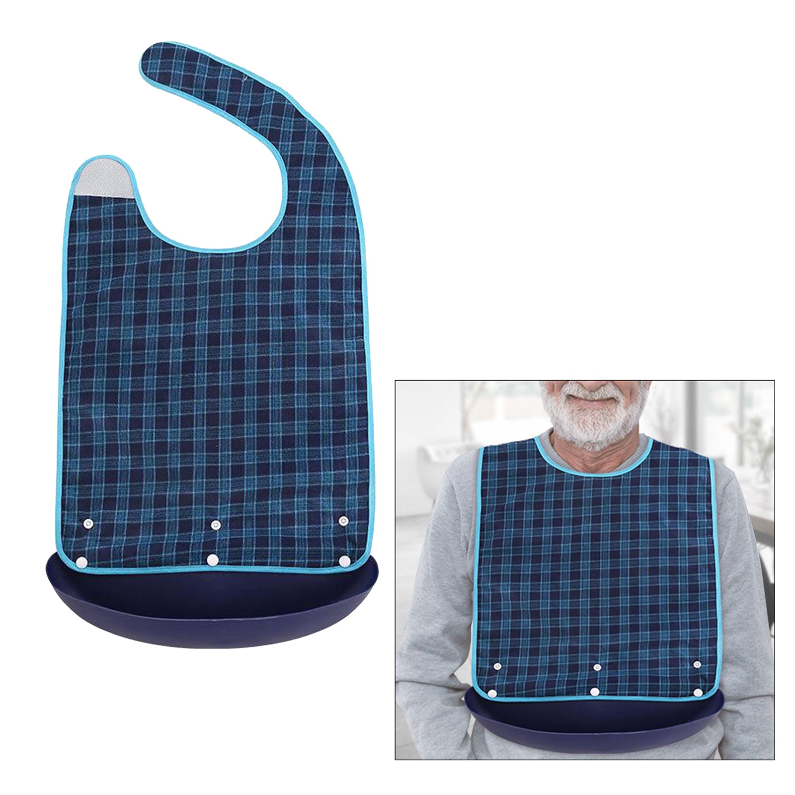 Mealtime Bib Protecor Crumb Catcher Machine Washable for Seniors Patients M