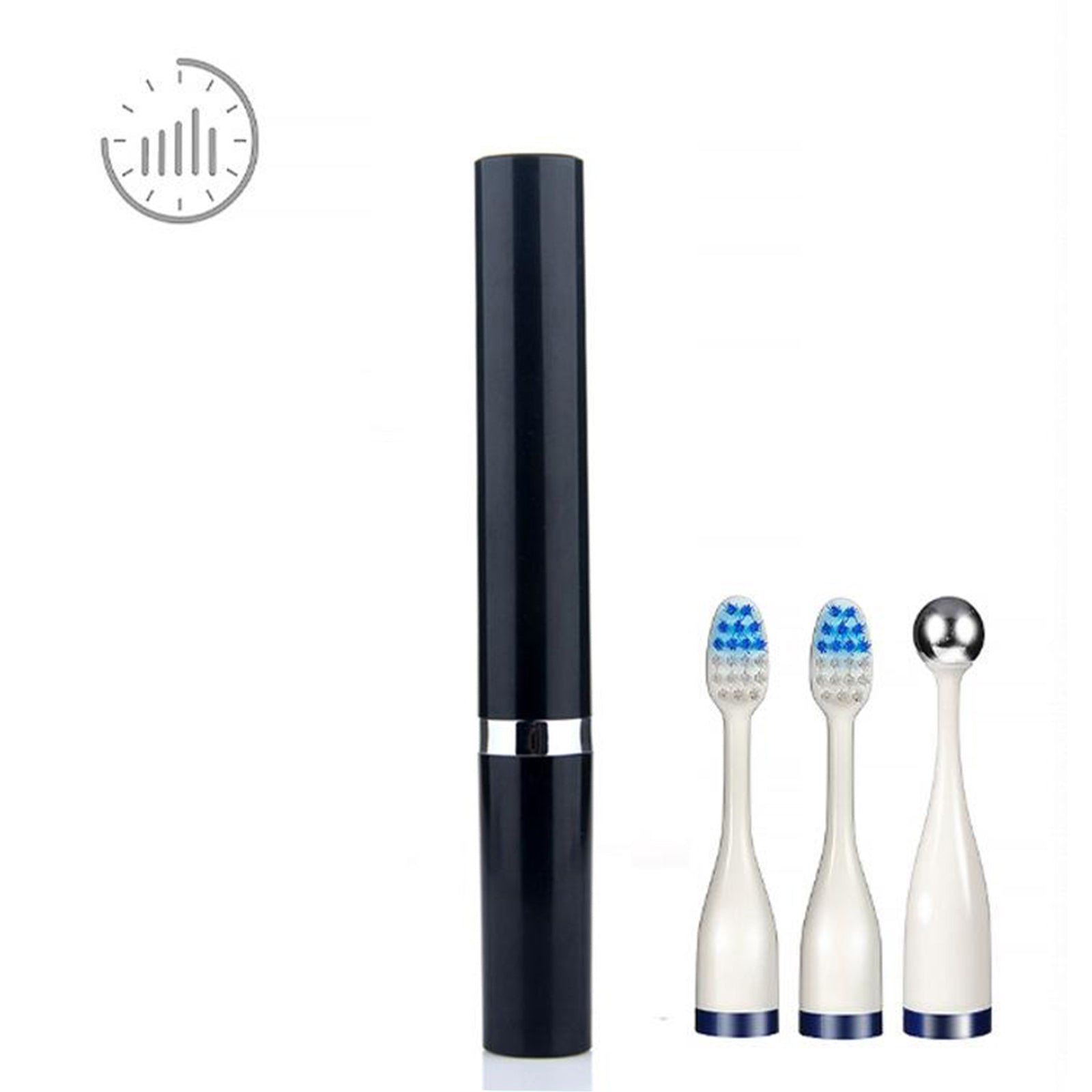 Powerful Sonic Toothbrush Removes More Plaque Waterproof + 3 Heads Black