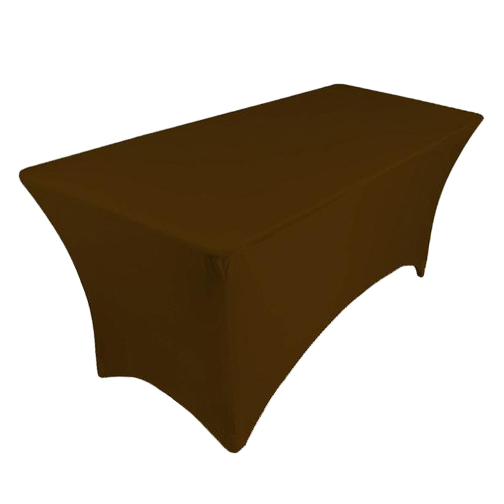 Fitted Polyester Tablecloth Rectangular Stretch Table Cover Dark Coffee