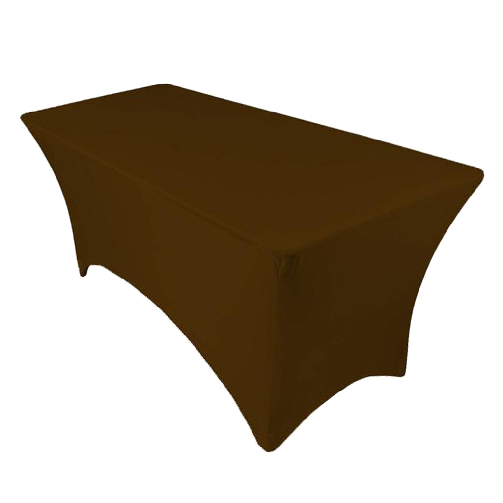 Fitted Polyester Tablecloth Rectangular Stretch Table Cover Dark Coffee