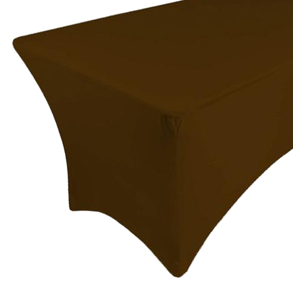 Fitted Polyester Tablecloth Rectangular Stretch Table Cover Dark Coffee