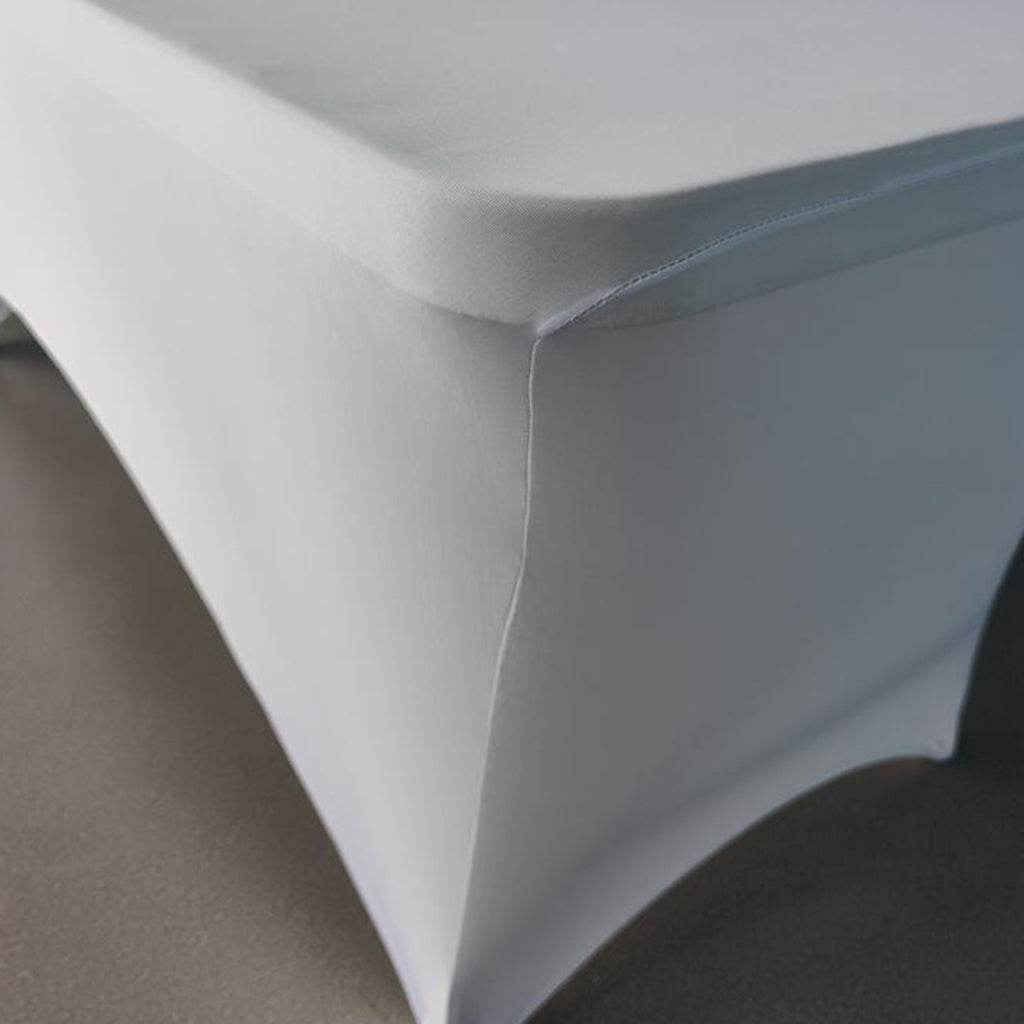 Fitted Polyester Tablecloth Rectangular Stretch Table Cover White