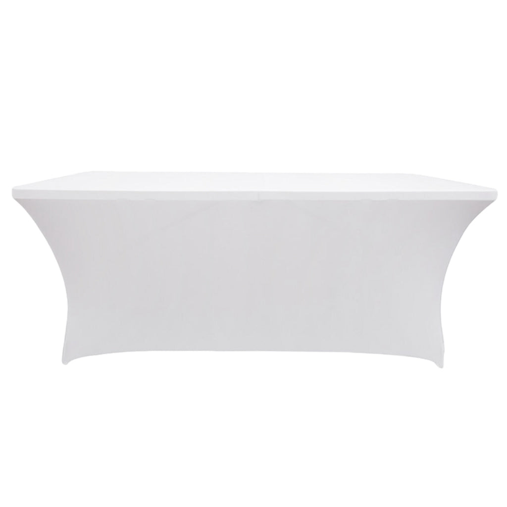 Fitted Polyester Tablecloth Rectangular Stretch Table Cover White