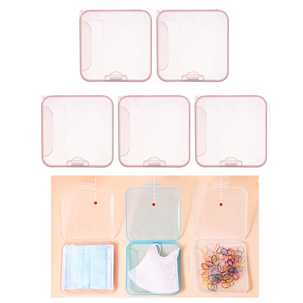 5x Face Mouth Cover Box Reusable Portable Mouth Cover Storage Bag Pink