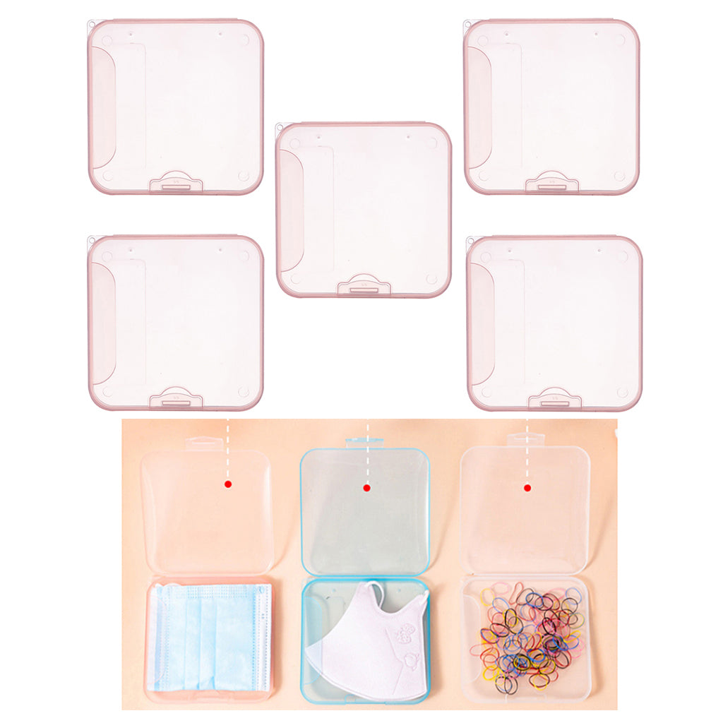 5x Face Mouth Cover Box Reusable Portable Mouth Cover Storage Bag Pink