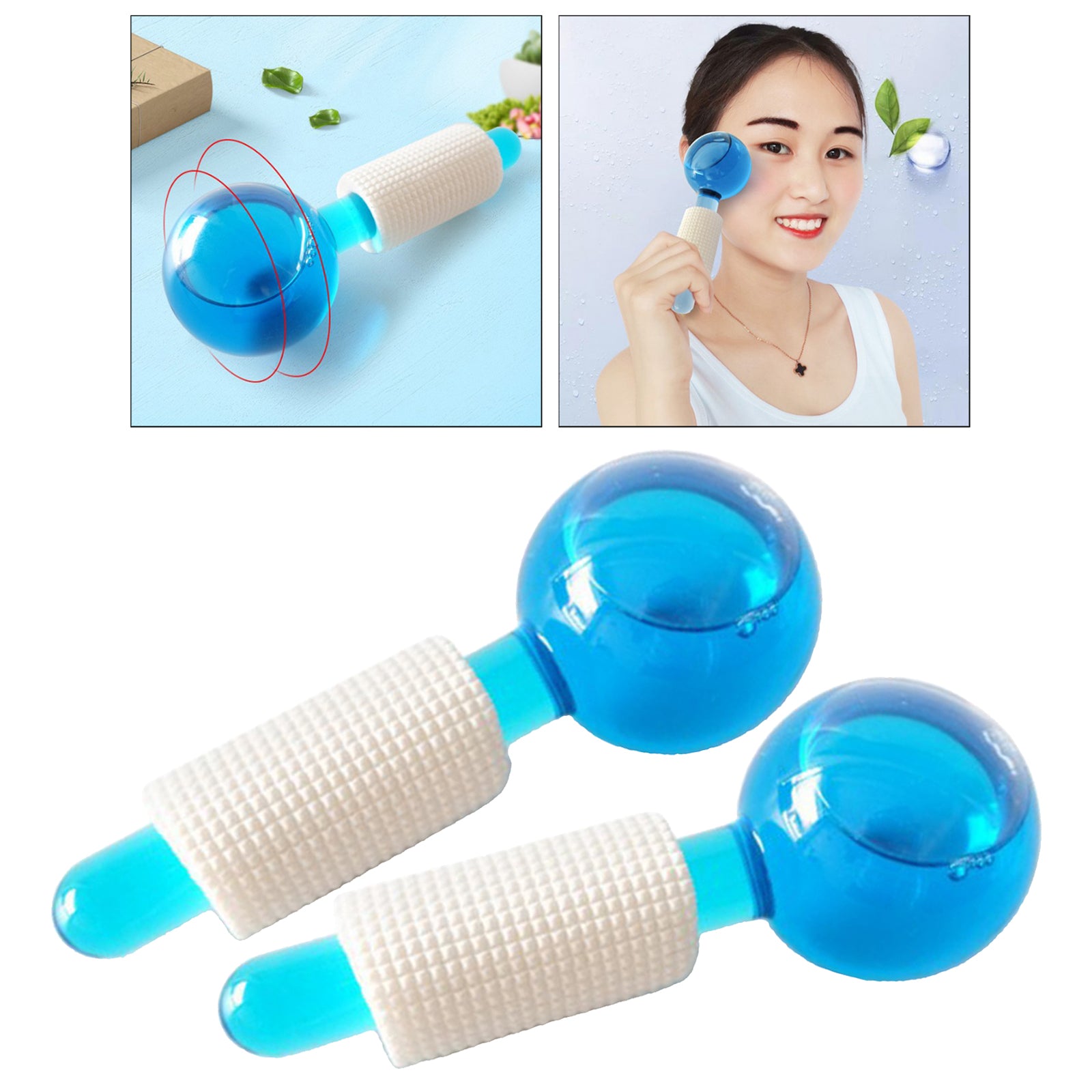 2Pcs Beauty Cold Skin Facial Massager Ice Ball Face Roller Christmas