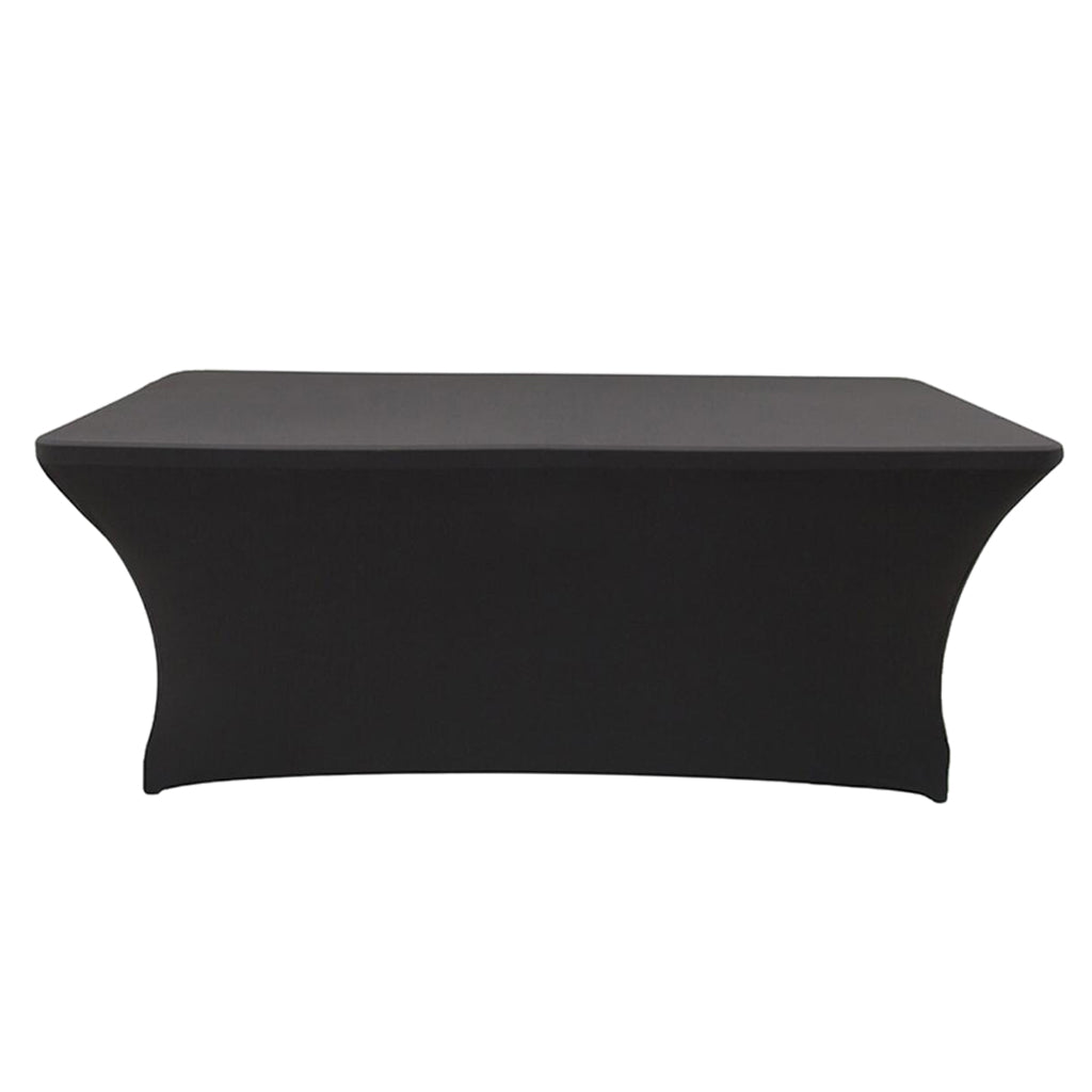 Fitted Polyester Tablecloth Rectangular Stretch Table Cover Black