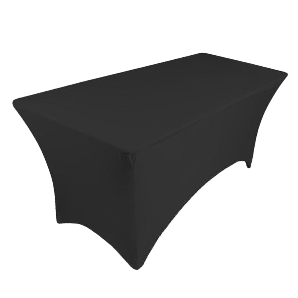 Fitted Polyester Tablecloth Rectangular Stretch Table Cover Black