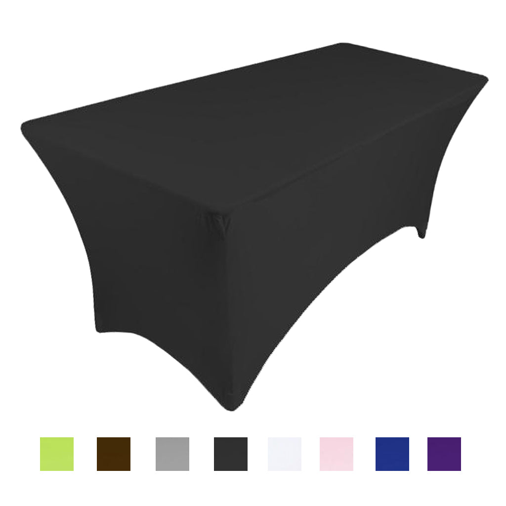 Fitted Polyester Tablecloth Rectangular Stretch Table Cover Black