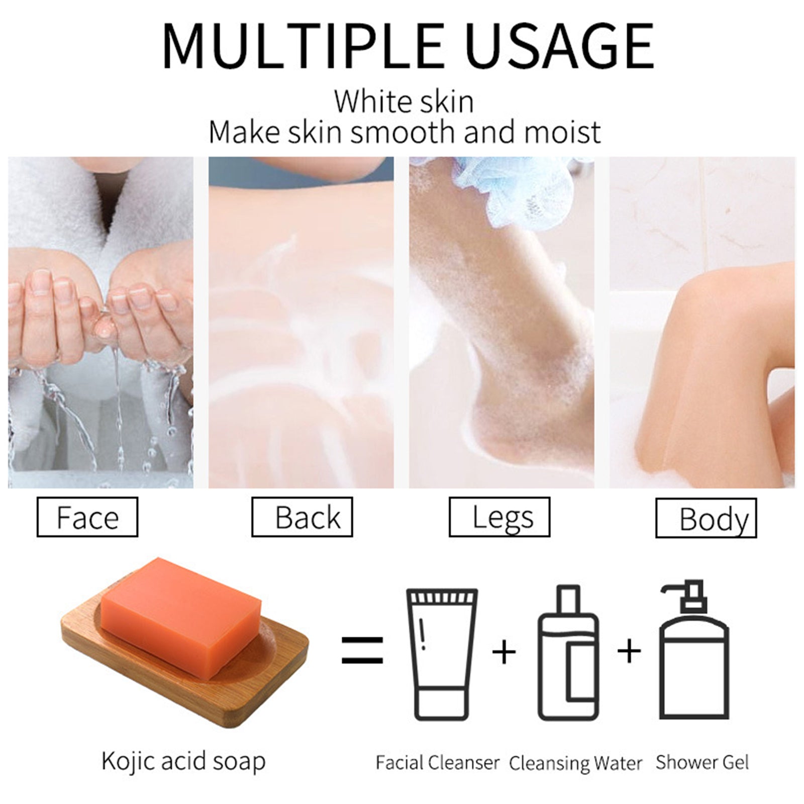 Kojic Acid Skin Brightening for Face Body Washing Deep Cleansing Bar 140g