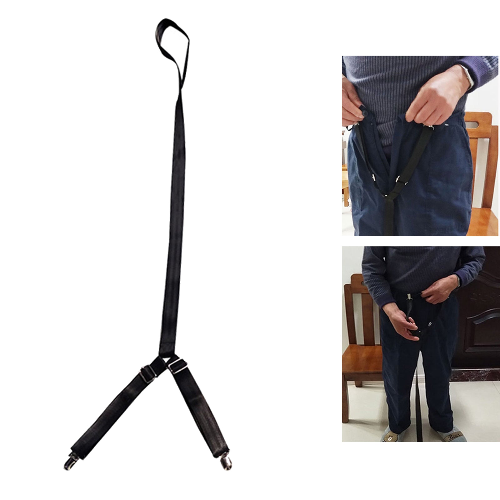 Clip and Pull Dressing Aid Strap Help Wear Pants for Elderly Seniors Black