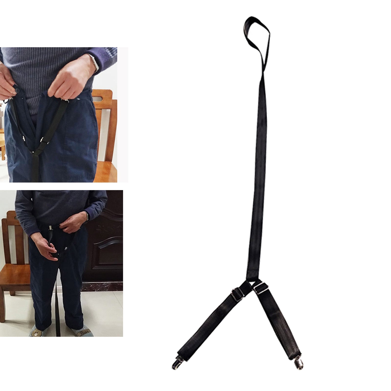 Clip and Pull Dressing Aid Strap Help Wear Pants for Elderly Seniors Black