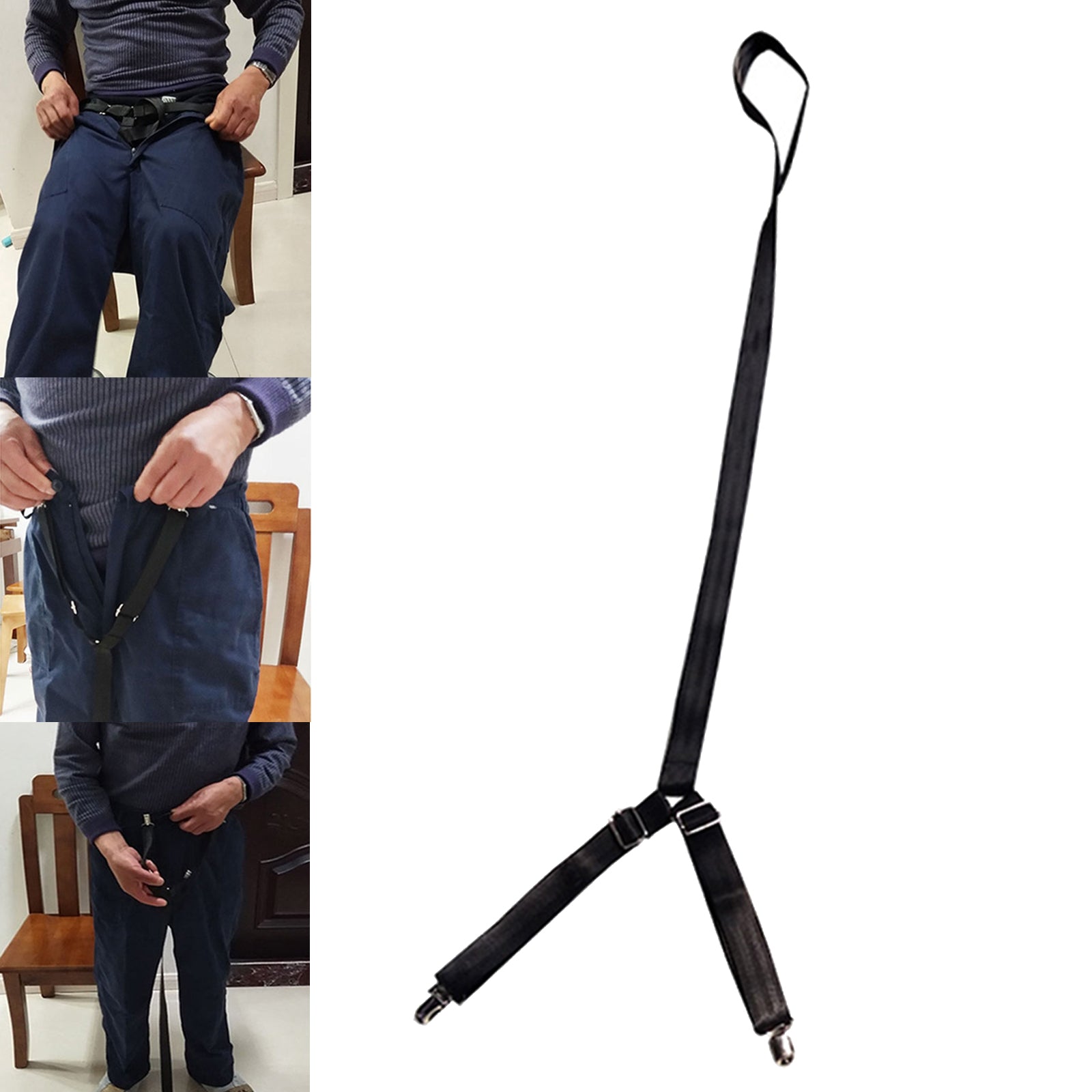 Clip and Pull Dressing Aid Strap Help Wear Pants for Elderly Seniors Black