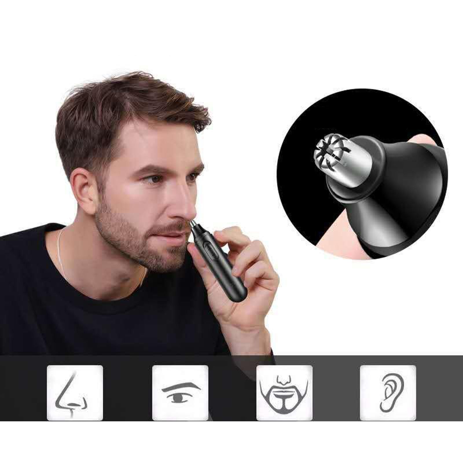 Battery-operated Nose Ear Hair Trimmer Eyebrow Shaver Clipper