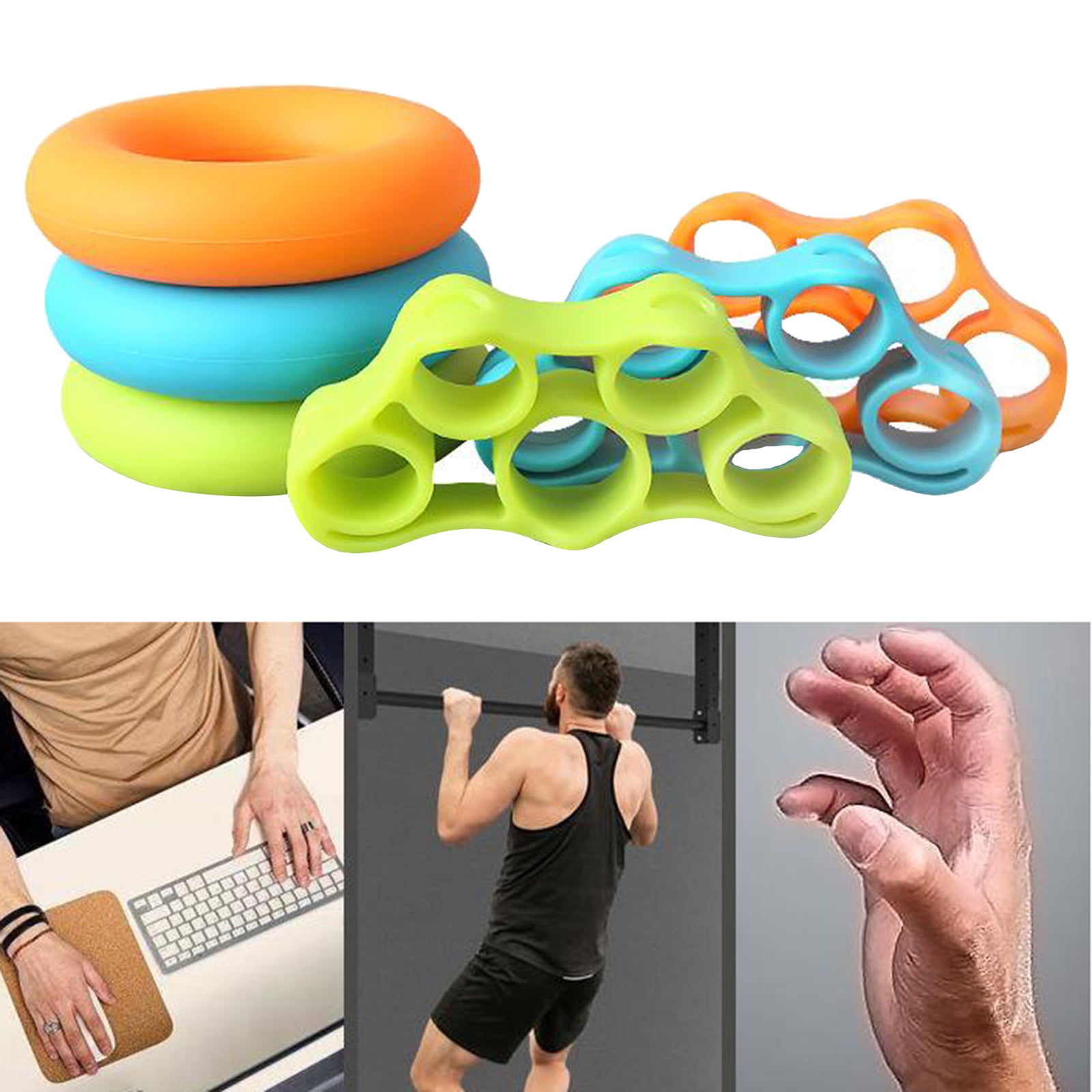 Hand Grip Ring Strengthener Finger Stretcher Exerciser Trainer Forearm New