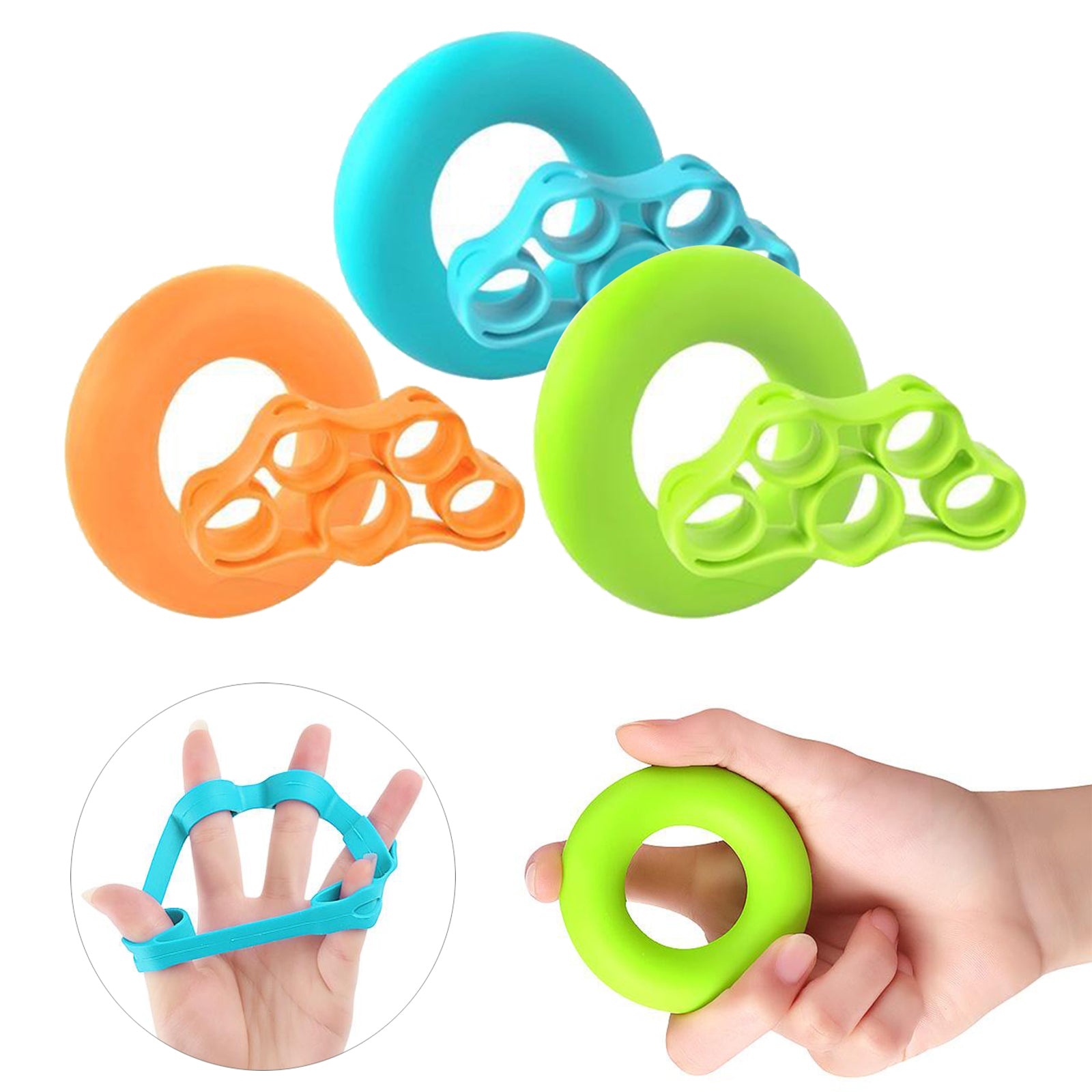 Hand Grip Ring Strengthener Finger Stretcher Exerciser Trainer Forearm New