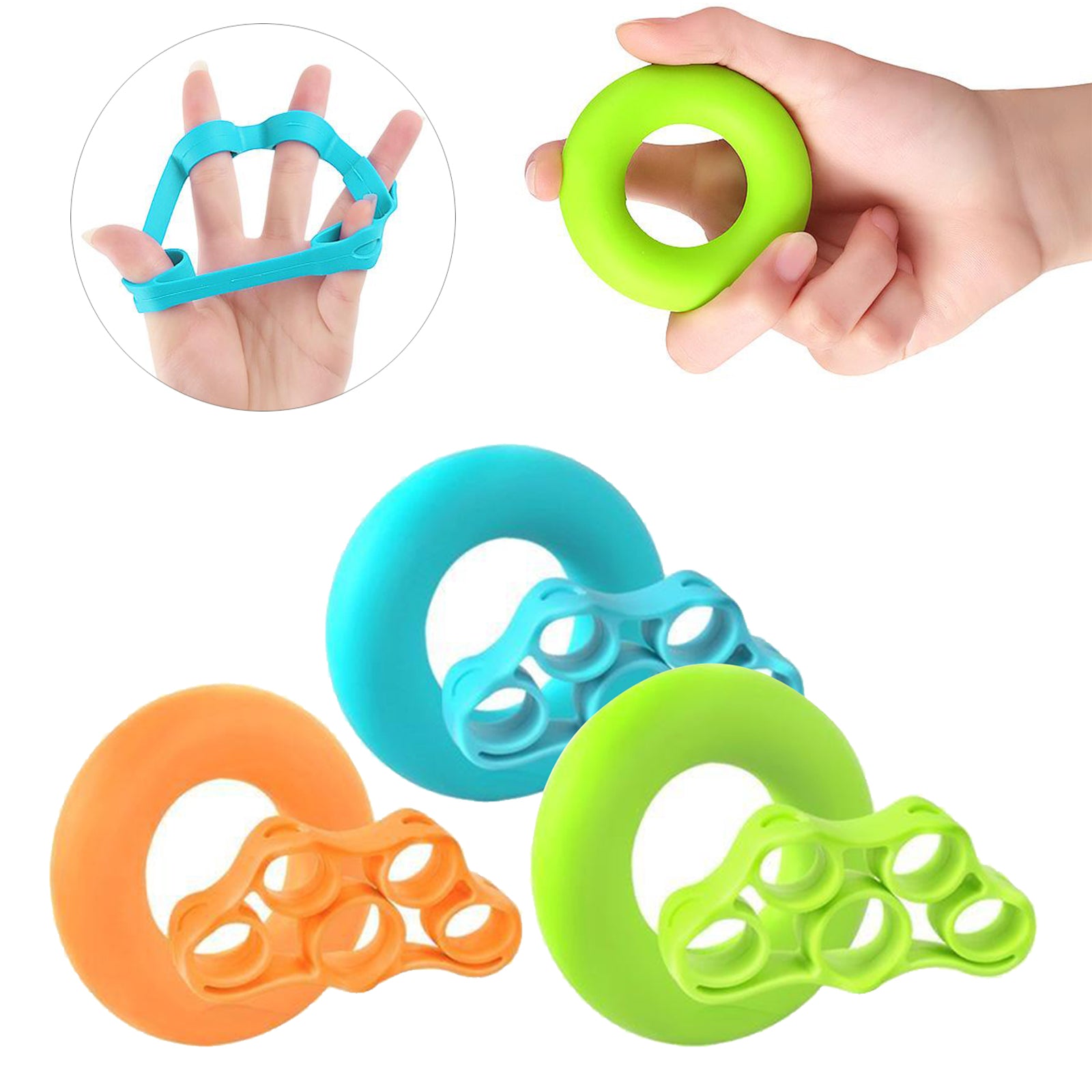 Hand Grip Ring Strengthener Finger Stretcher Exerciser Trainer Forearm New