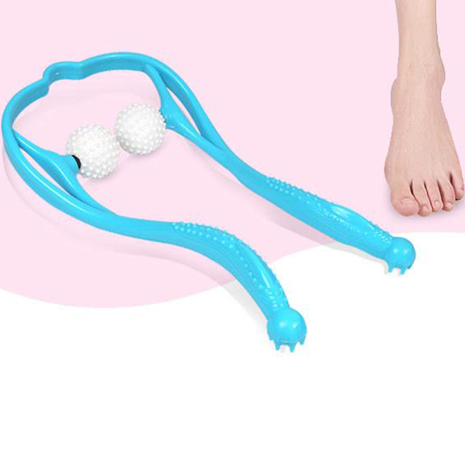 U-Shaped Handheld Neck Soreness Stress Relief Massager Anti-slip Handle Blue