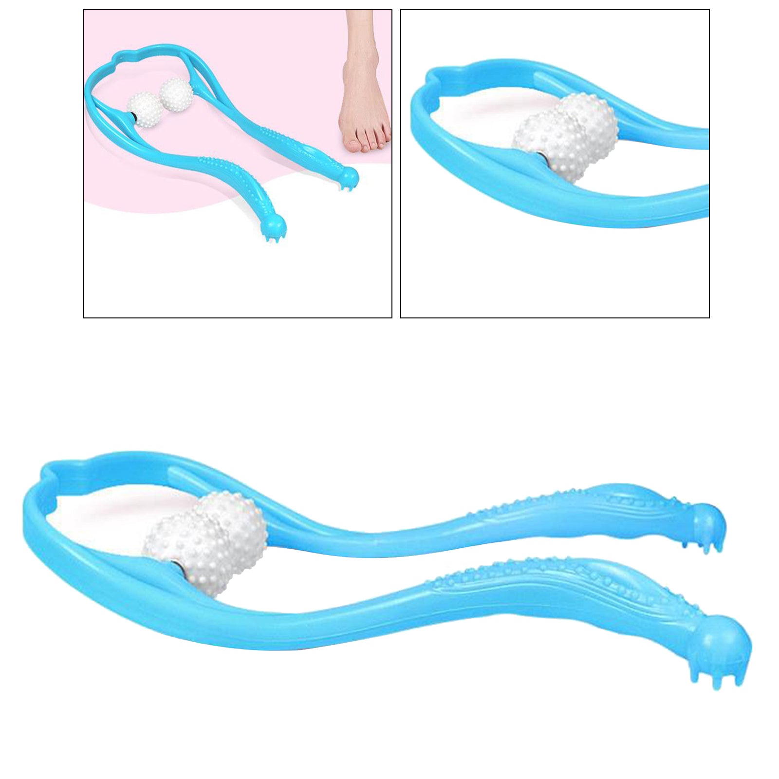 U-Shaped Handheld Neck Soreness Stress Relief Massager Anti-slip Handle Blue