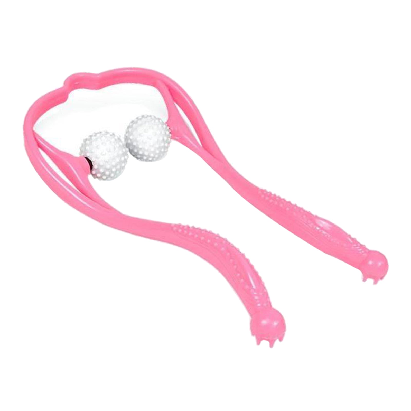 U-Shaped Handheld Neck Soreness Stress Relief Massager Anti-slip Handle Pink