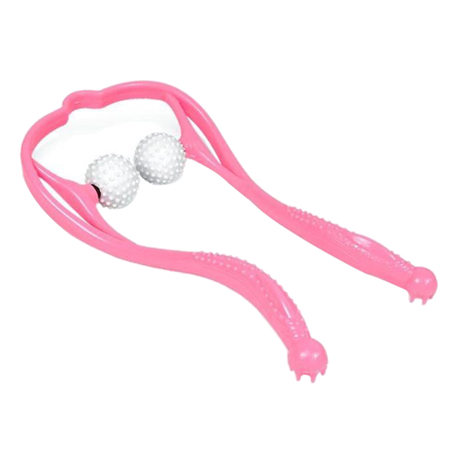 U-Shaped Handheld Neck Soreness Stress Relief Massager Anti-slip Handle Pink